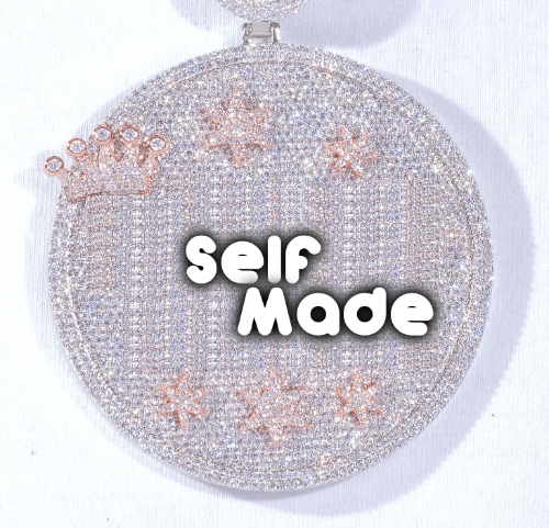 CUSTOM LETTER NECKLACE 3D BIG CROWN DISC