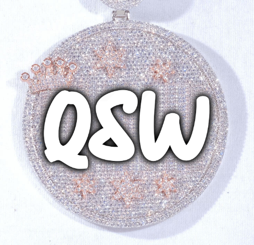 CUSTOM LETTER NECKLACE 3D BIG CROWN DISC
