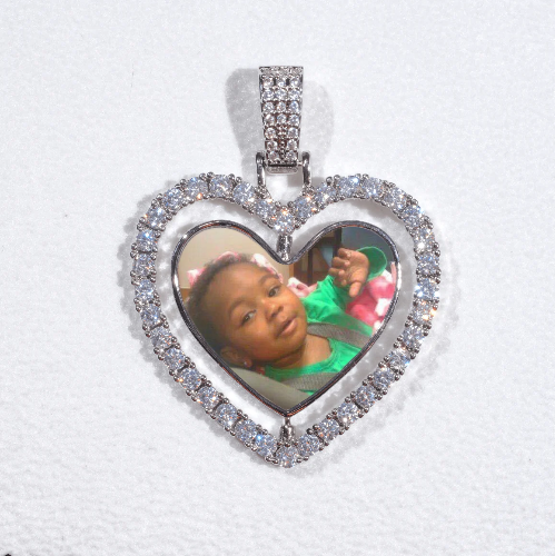 3D Spinning 2-Faced Heart Custom Picture Pendant