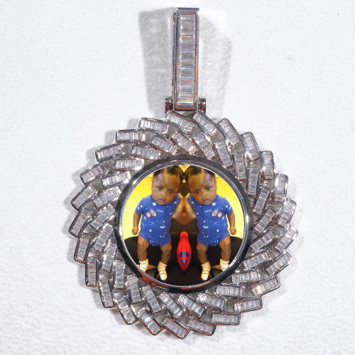 Large 3D Baguette Custom Picture Pendant
