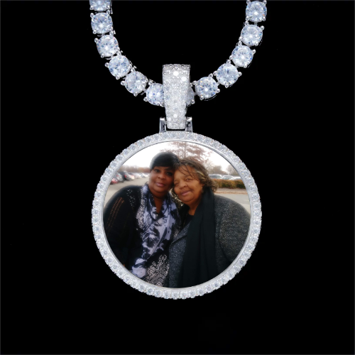 925S & VVS Moissanite 3D Circle Custom Picture Pendant
