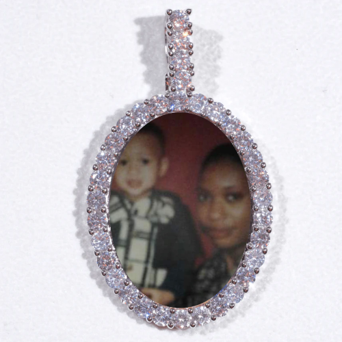 Large 3D Oval Custom Picture Pendant