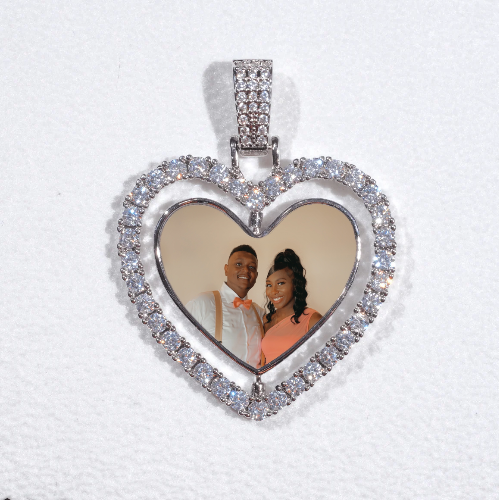 3D Spinning 2-Faced Heart Custom Picture Pendant