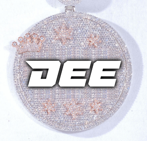 CUSTOM LETTER NECKLACE 3D BIG CROWN DISC