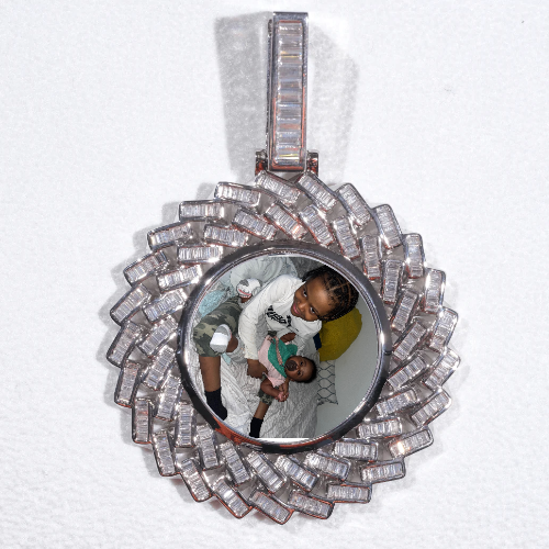 Large 3D Baguette Custom Picture Pendant