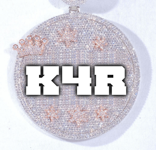 CUSTOM LETTER NECKLACE 3D BIG CROWN DISC