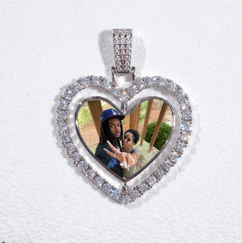 3D Spinning 2-Faced Heart Custom Picture Pendant