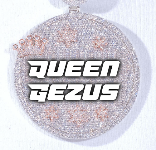 CUSTOM LETTER NECKLACE 3D BIG CROWN DISC