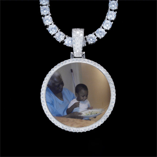 925S & VVS Moissanite 3D Circle Custom Picture Pendant
