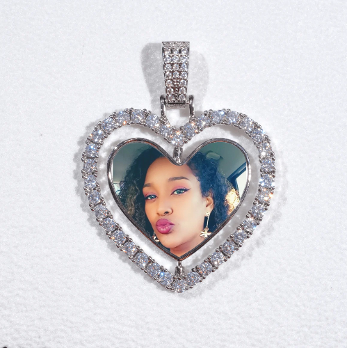 3D Spinning 2-Faced Heart Custom Picture Pendant