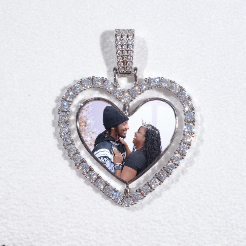 3D Spinning 2-Faced Heart Custom Picture Pendant