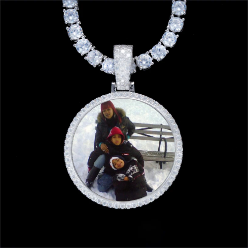 925S & VVS Moissanite 3D Circle Custom Picture Pendant