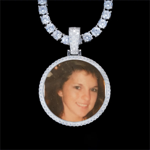 925S & VVS Moissanite 3D Circle Custom Picture Pendant