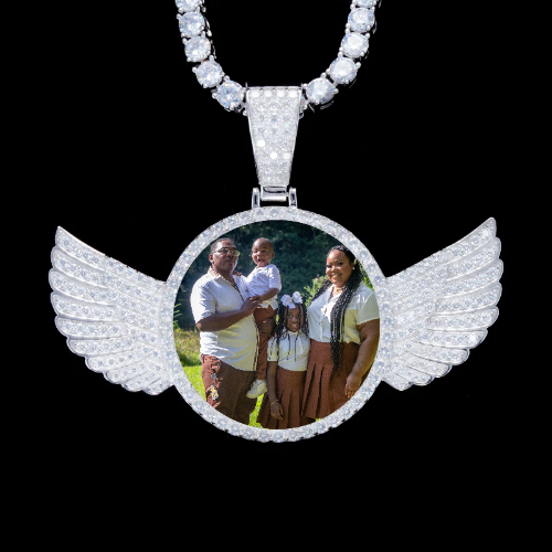 925S & VVS Moissanite 3D Wing Custom Picture Pendant