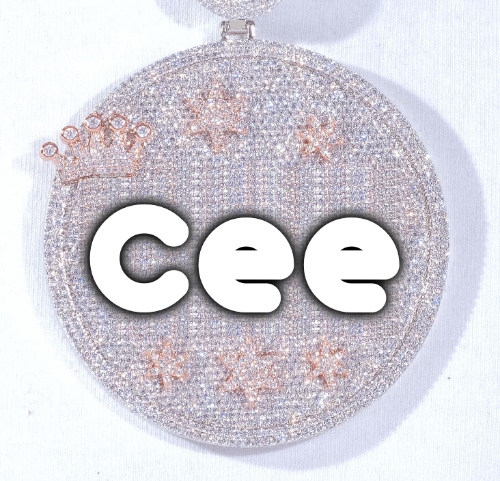 CUSTOM LETTER NECKLACE 3D BIG CROWN DISC