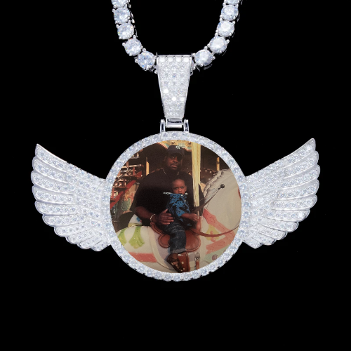 925S & VVS Moissanite 3D Wing Custom Picture Pendant