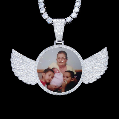 925S & VVS Moissanite 3D Wing Custom Picture Pendant