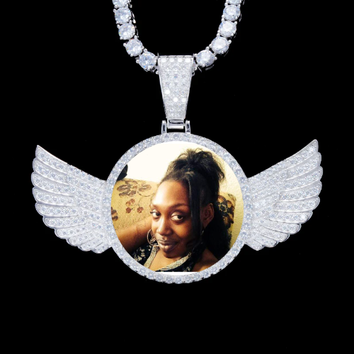 925S & VVS Moissanite 3D Wing Custom Picture Pendant