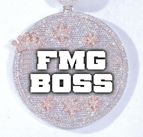 CUSTOM LETTER NECKLACE 3D BIG CROWN DISC