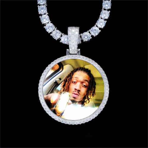 925S & VVS Moissanite 3D Circle Custom Picture Pendant