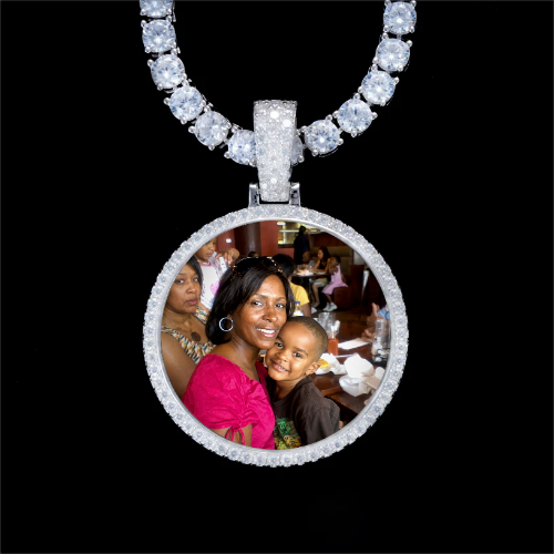 925S & VVS Moissanite 3D Circle Custom Picture Pendant