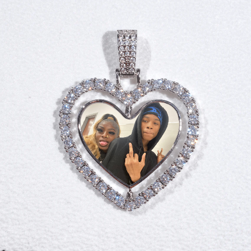 3D Spinning 2-Faced Heart Custom Picture Pendant