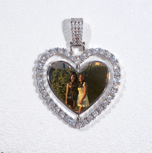 3D Spinning 2-Faced Heart Custom Picture Pendant