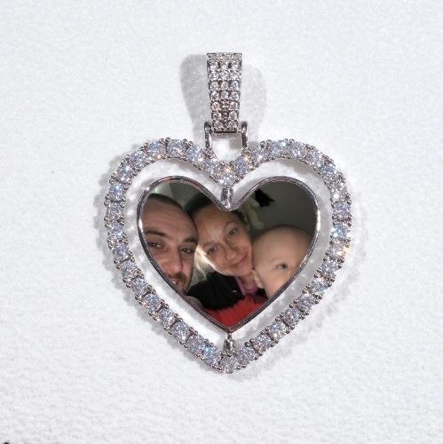 3D Spinning 2-Faced Heart Custom Picture Pendant