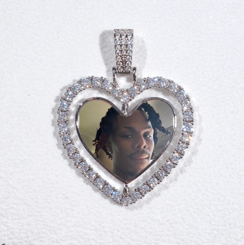 3D Spinning 2-Faced Heart Custom Picture Pendant