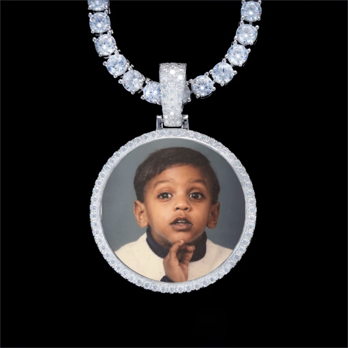 925S & VVS Moissanite 3D Circle Custom Picture Pendant