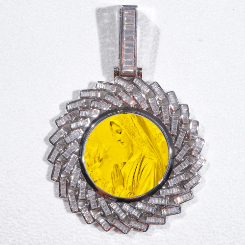Large 3D Baguette Custom Picture Pendant
