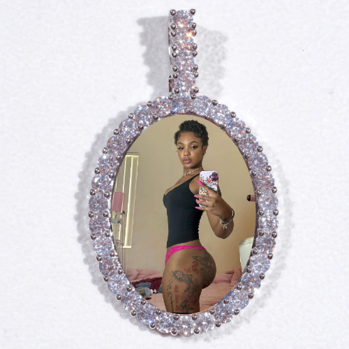Large 3D Oval Custom Picture Pendant