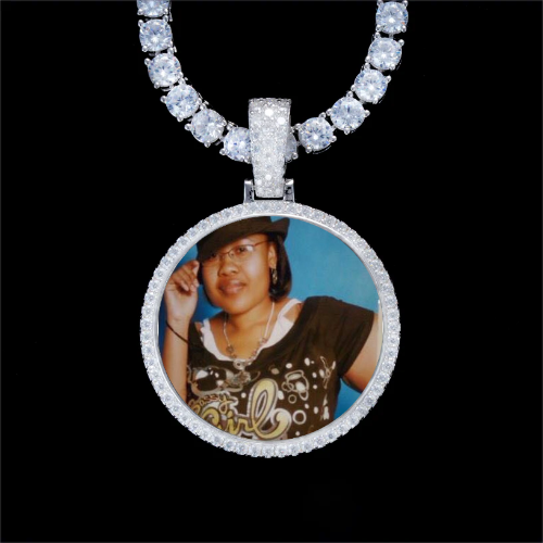 925S & VVS Moissanite 3D Circle Custom Picture Pendant