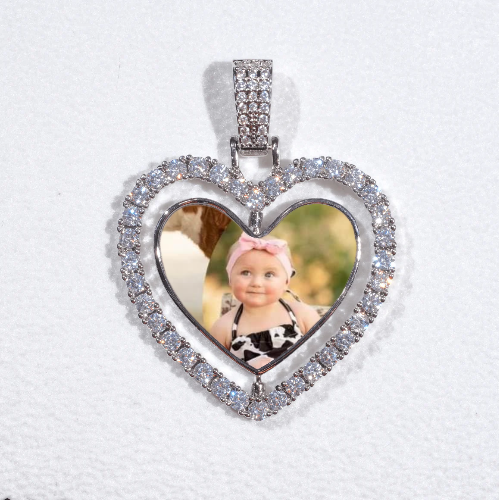 3D Spinning 2-Faced Heart Custom Picture Pendant