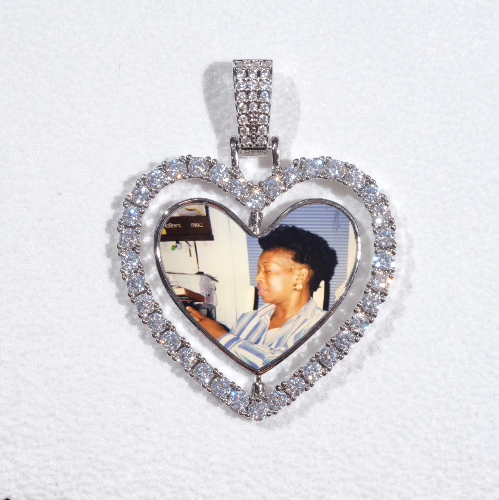 3D Spinning 2-Faced Heart Custom Picture Pendant