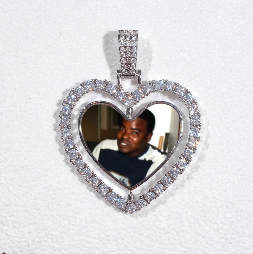 3D Spinning 2-Faced Heart Custom Picture Pendant
