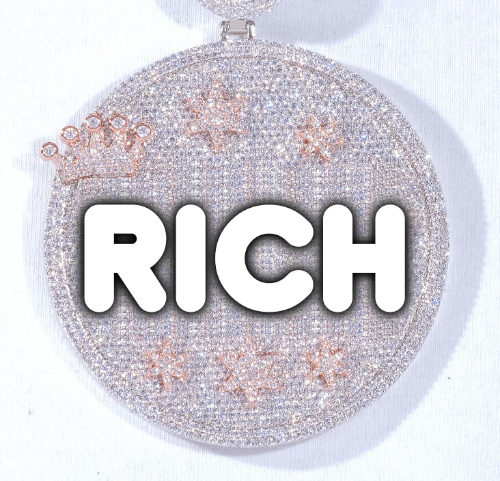 CUSTOM LETTER NECKLACE 3D BIG CROWN DISC