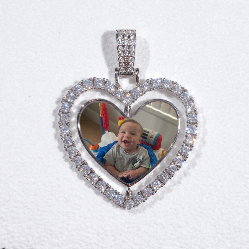 3D Spinning 2-Faced Heart Custom Picture Pendant