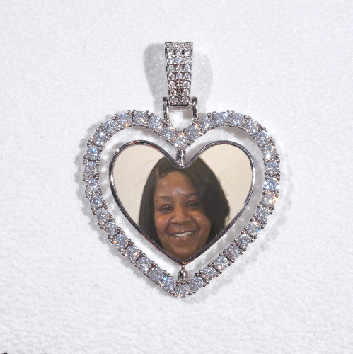 3D Spinning 2-Faced Heart Custom Picture Pendant