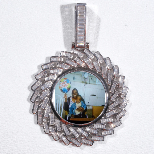 Large 3D Baguette Custom Picture Pendant