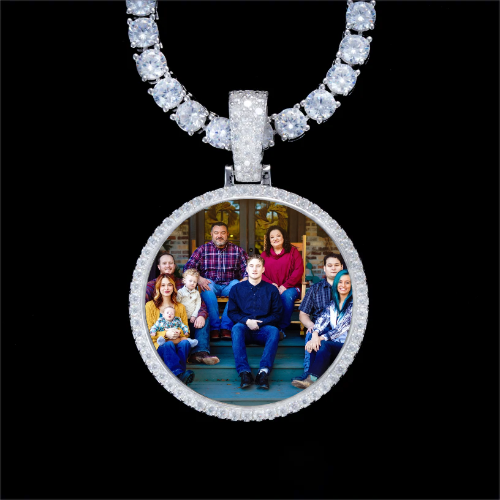 925S & VVS Moissanite 3D Circle Custom Picture Pendant
