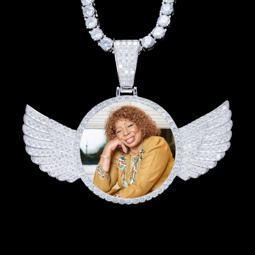 925S & VVS Moissanite 3D Wing Custom Picture Pendant