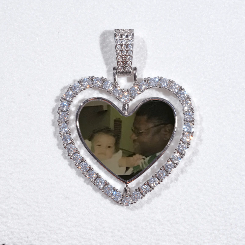 3D Spinning 2-Faced Heart Custom Picture Pendant