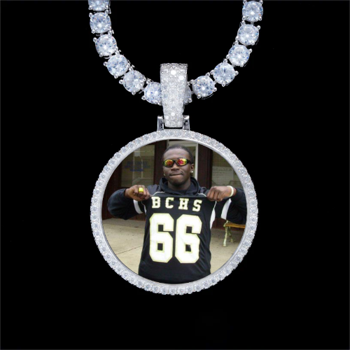 925S & VVS Moissanite 3D Circle Custom Picture Pendant