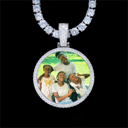 925S & VVS Moissanite 3D Circle Custom Picture Pendant