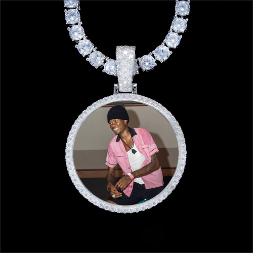 925S & VVS Moissanite 3D Circle Custom Picture Pendant