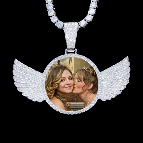925S & VVS Moissanite 3D Wing Custom Picture Pendant