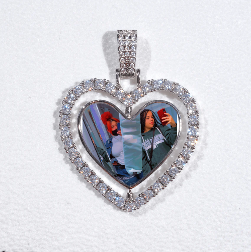 3D Spinning 2-Faced Heart Custom Picture Pendant