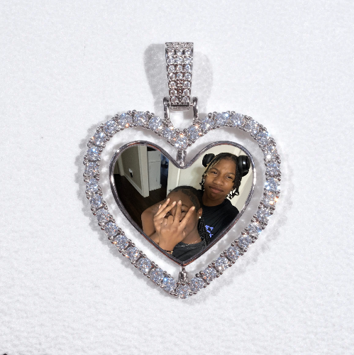 3D Spinning 2-Faced Heart Custom Picture Pendant