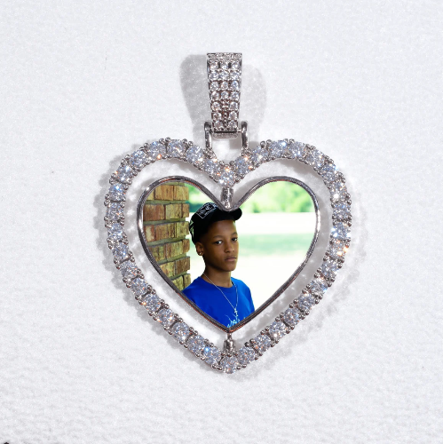 3D Spinning 2-Faced Heart Custom Picture Pendant